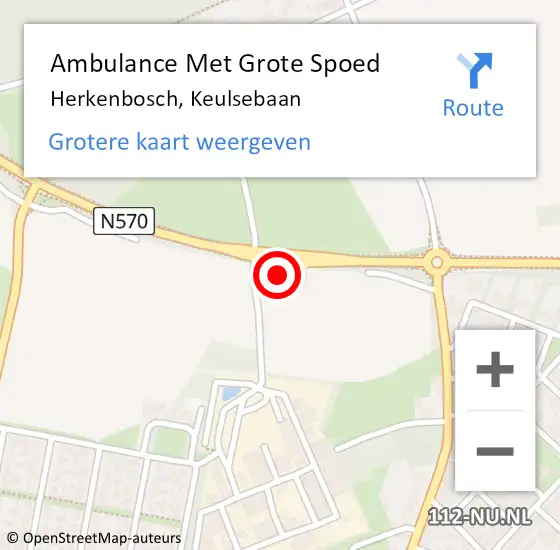 Locatie op kaart van de 112 melding: Ambulance Met Grote Spoed Naar Herkenbosch, Keulsebaan op 19 maart 2024 20:24