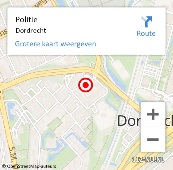 Locatie op kaart van de 112 melding: Politie Dordrecht op 19 maart 2024 20:30
