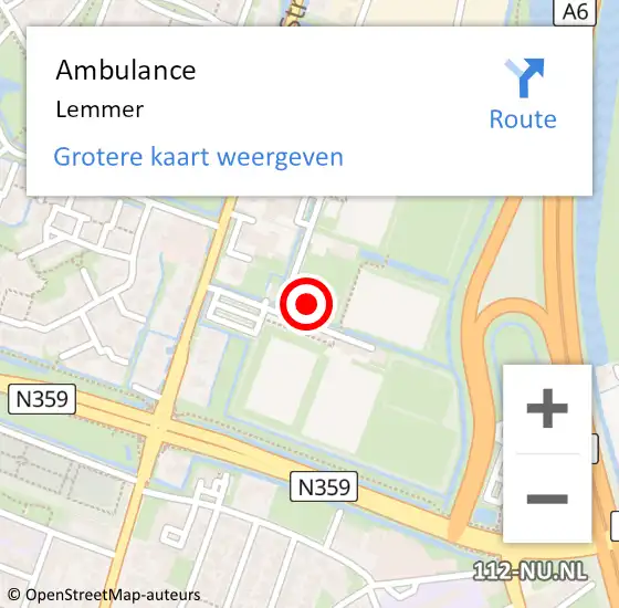 Locatie op kaart van de 112 melding: Ambulance Lemmer op 19 maart 2024 20:53