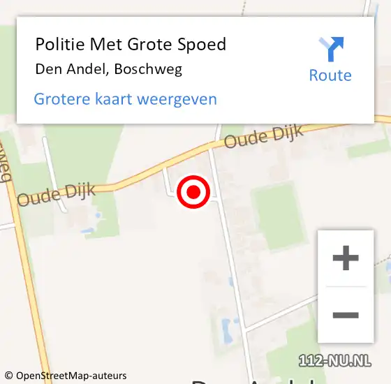 Locatie op kaart van de 112 melding: Politie Met Grote Spoed Naar Den Andel, Boschweg op 19 maart 2024 21:38