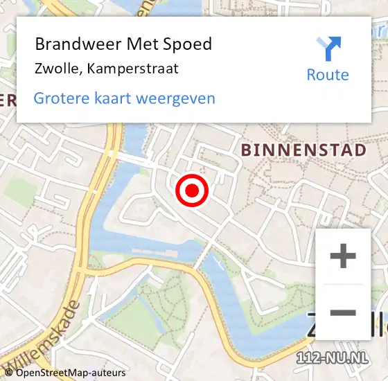 Locatie op kaart van de 112 melding: Brandweer Met Spoed Naar Zwolle, Kamperstraat op 19 maart 2024 21:39