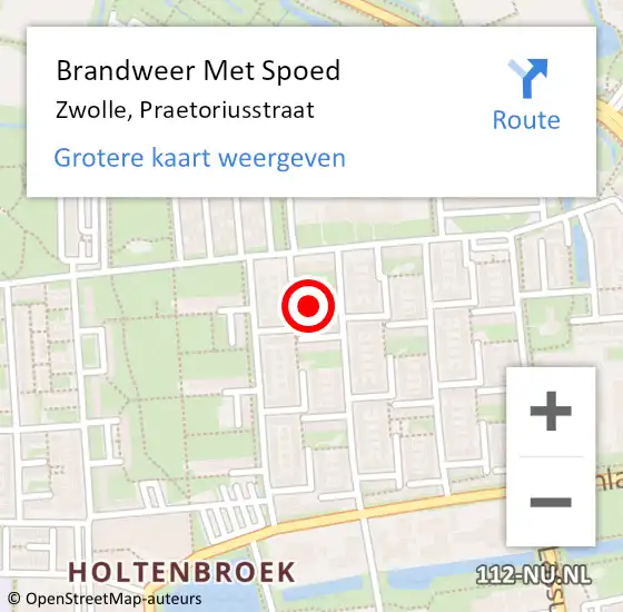 Locatie op kaart van de 112 melding: Brandweer Met Spoed Naar Zwolle, Praetoriusstraat op 19 maart 2024 21:58