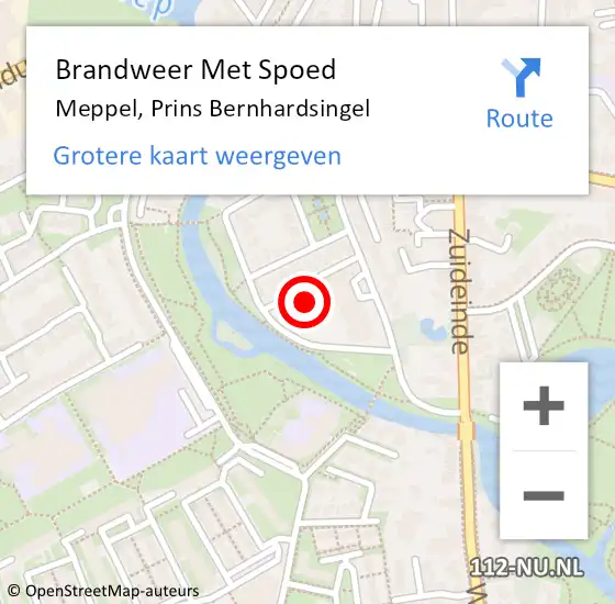 Locatie op kaart van de 112 melding: Brandweer Met Spoed Naar Meppel, Prins Bernhardsingel op 19 maart 2024 22:03