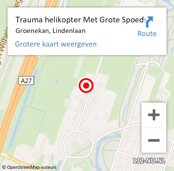 Locatie op kaart van de 112 melding: Trauma helikopter Met Grote Spoed Naar Groenekan, Lindenlaan op 19 maart 2024 22:03