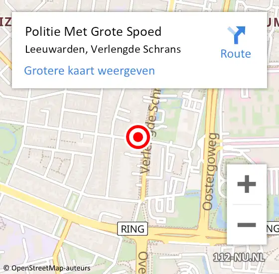 Locatie op kaart van de 112 melding: Politie Met Grote Spoed Naar Leeuwarden, Verlengde Schrans op 19 maart 2024 22:04