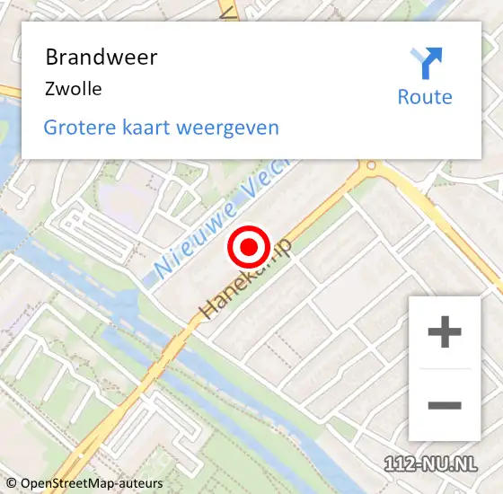 Locatie op kaart van de 112 melding: Brandweer Zwolle op 19 maart 2024 22:21