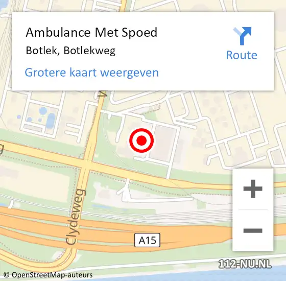 Locatie op kaart van de 112 melding: Ambulance Met Spoed Naar Botlek, Botlekweg op 19 maart 2024 22:50