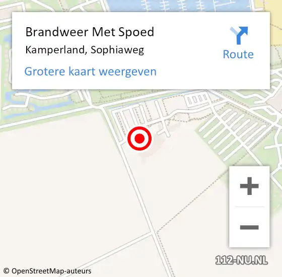 Locatie op kaart van de 112 melding: Brandweer Met Spoed Naar Kamperland, Sophiaweg op 19 maart 2024 22:51