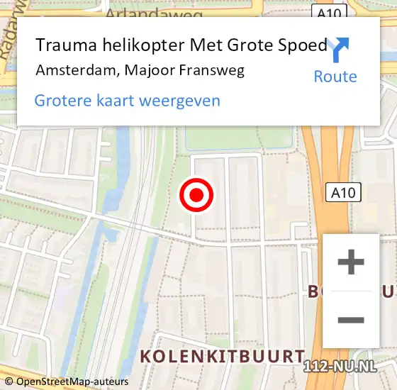 Locatie op kaart van de 112 melding: Trauma helikopter Met Grote Spoed Naar Amsterdam, Majoor Fransweg op 19 maart 2024 22:58