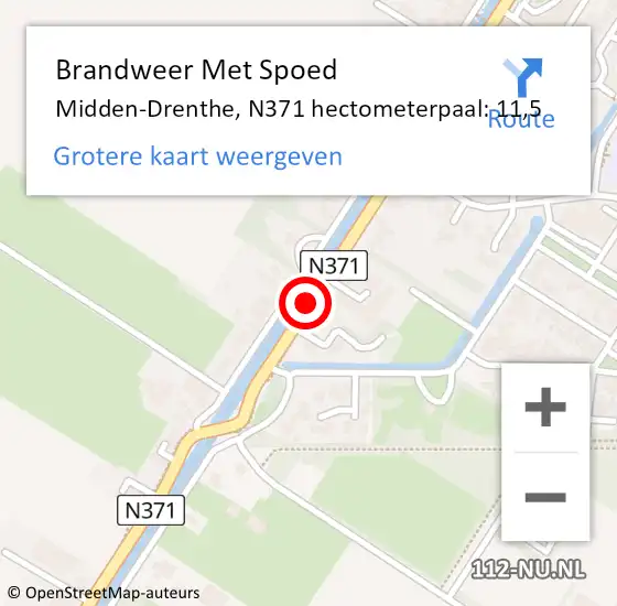 Locatie op kaart van de 112 melding: Brandweer Met Spoed Naar Midden-Drenthe, N371 hectometerpaal: 11,5 op 19 maart 2024 23:30
