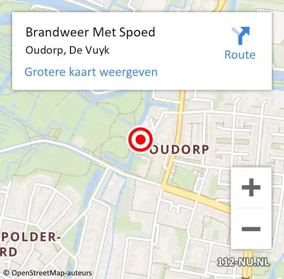 Locatie op kaart van de 112 melding: Brandweer Met Spoed Naar Oudorp, De Vuyk op 20 maart 2024 00:27