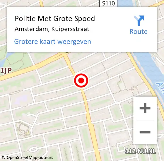 Locatie op kaart van de 112 melding: Politie Met Grote Spoed Naar Amsterdam, Kuipersstraat op 20 maart 2024 01:18