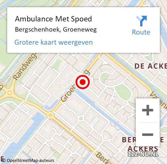 Locatie op kaart van de 112 melding: Ambulance Met Spoed Naar Bergschenhoek, Groeneweg op 20 maart 2024 01:43