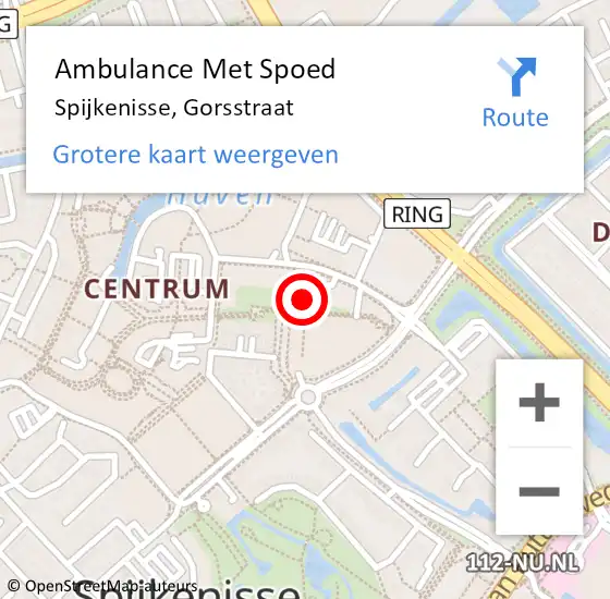 Locatie op kaart van de 112 melding: Ambulance Met Spoed Naar Spijkenisse, Gorsstraat op 20 maart 2024 04:44