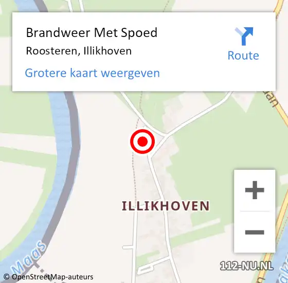 Locatie op kaart van de 112 melding: Brandweer Met Spoed Naar Roosteren, Illikhoven op 20 maart 2024 07:28