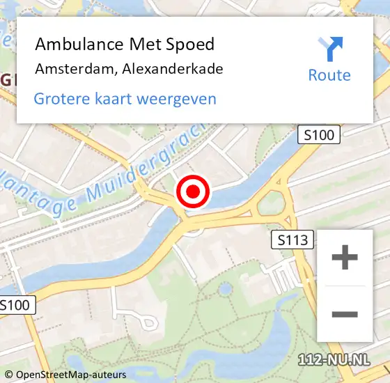 Locatie op kaart van de 112 melding: Ambulance Met Spoed Naar Amsterdam, Alexanderkade op 20 maart 2024 07:40
