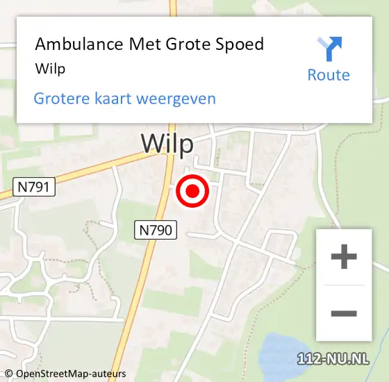 Locatie op kaart van de 112 melding: Ambulance Met Grote Spoed Naar Wilp op 20 maart 2024 08:01