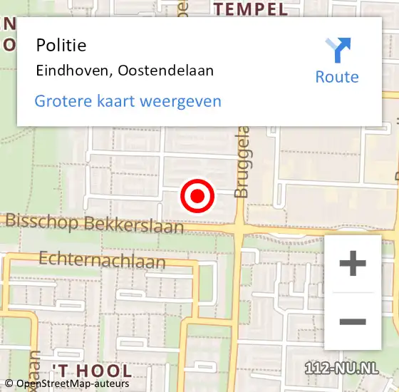 Locatie op kaart van de 112 melding: Politie Eindhoven, Oostendelaan op 20 maart 2024 08:22