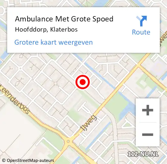 Locatie op kaart van de 112 melding: Ambulance Met Grote Spoed Naar Hoofddorp, Klaterbos op 20 maart 2024 09:01