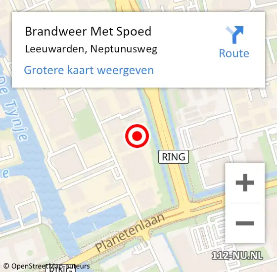 Locatie op kaart van de 112 melding: Brandweer Met Spoed Naar Leeuwarden, Neptunusweg op 20 maart 2024 09:04