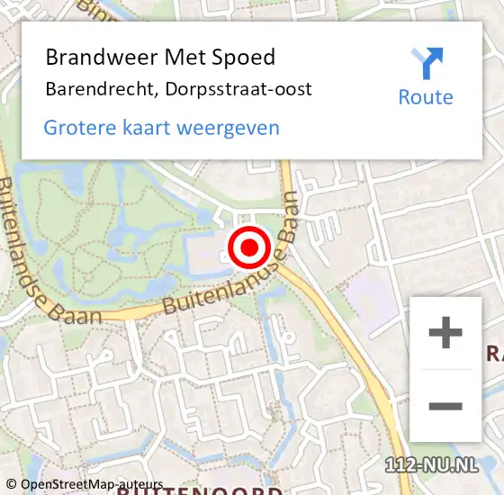 Locatie op kaart van de 112 melding: Brandweer Met Spoed Naar Barendrecht, Dorpsstraat-oost op 20 maart 2024 09:13