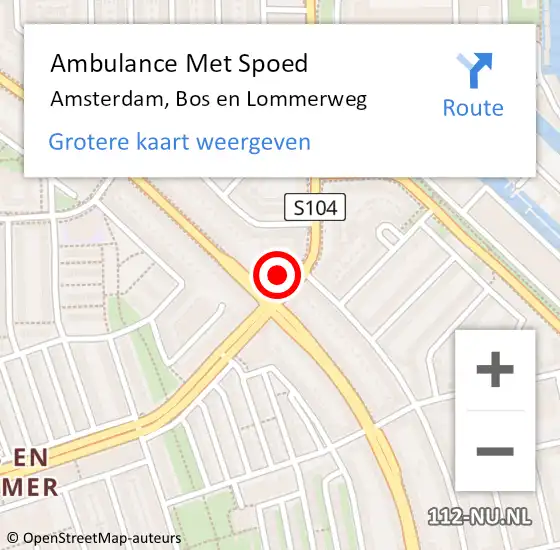 Locatie op kaart van de 112 melding: Ambulance Met Spoed Naar Amsterdam, Bos en Lommerweg op 20 maart 2024 09:15
