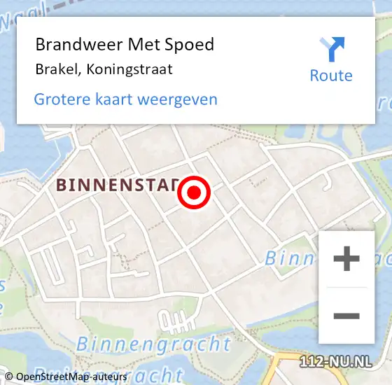 Locatie op kaart van de 112 melding: Brandweer Met Spoed Naar Brakel, Koningstraat op 20 maart 2024 09:18