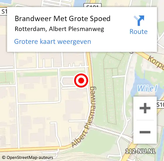 Locatie op kaart van de 112 melding: Brandweer Met Grote Spoed Naar Rotterdam, Albert Plesmanweg op 20 maart 2024 09:21
