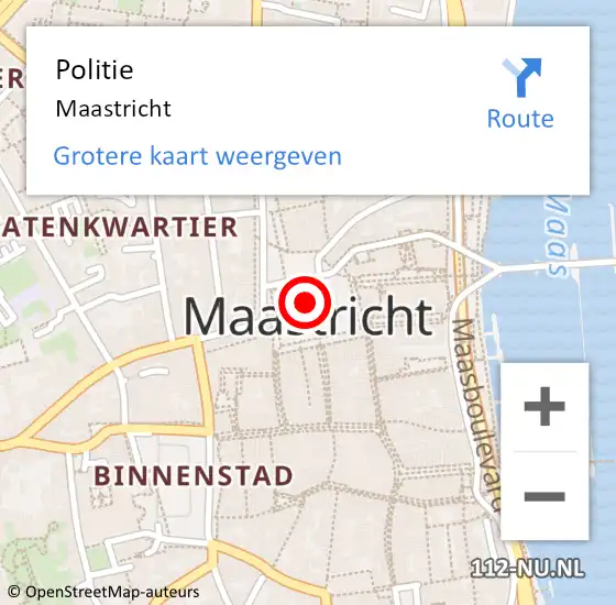 Locatie op kaart van de 112 melding: Politie Maastricht op 20 maart 2024 10:08