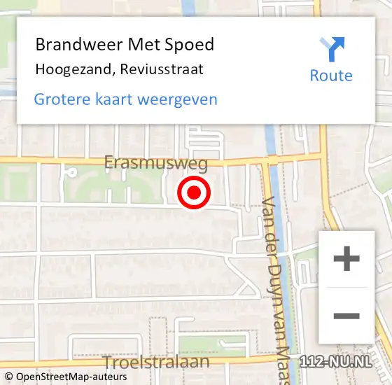 Locatie op kaart van de 112 melding: Brandweer Met Spoed Naar Hoogezand, Reviusstraat op 20 maart 2024 10:23
