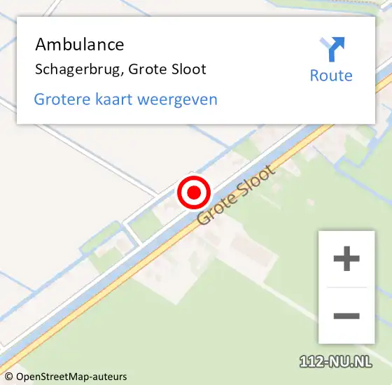 Locatie op kaart van de 112 melding: Ambulance Schagerbrug, Grote Sloot op 20 maart 2024 11:10