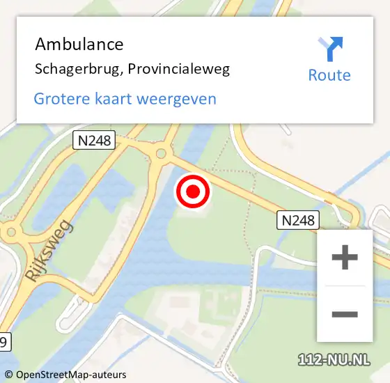 Locatie op kaart van de 112 melding: Ambulance Schagerbrug, Provincialeweg op 20 maart 2024 11:10
