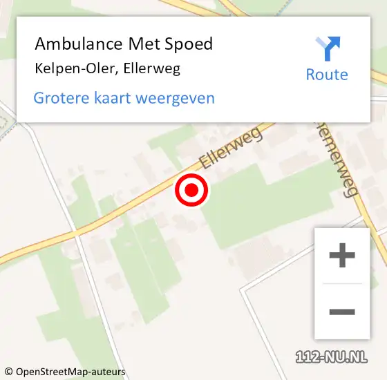 Locatie op kaart van de 112 melding: Ambulance Met Spoed Naar Kelpen-Oler, Ellerweg op 20 maart 2024 11:22