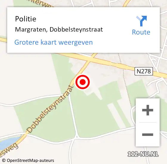 Locatie op kaart van de 112 melding: Politie Margraten, Dobbelsteynstraat op 20 maart 2024 11:32