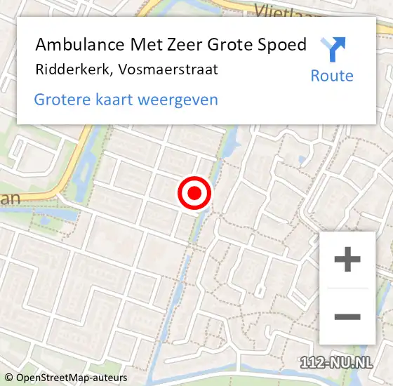 Locatie op kaart van de 112 melding: Ambulance Met Zeer Grote Spoed Naar Ridderkerk, Vosmaerstraat op 20 maart 2024 11:50