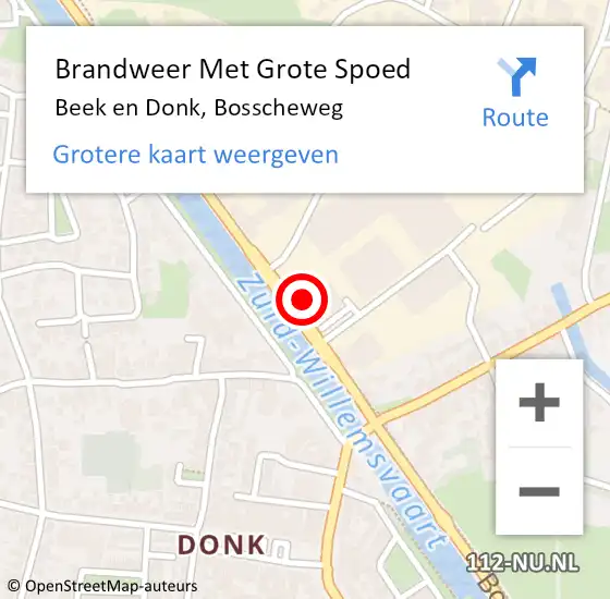 Locatie op kaart van de 112 melding: Brandweer Met Grote Spoed Naar Beek en Donk, Bosscheweg op 20 maart 2024 11:52