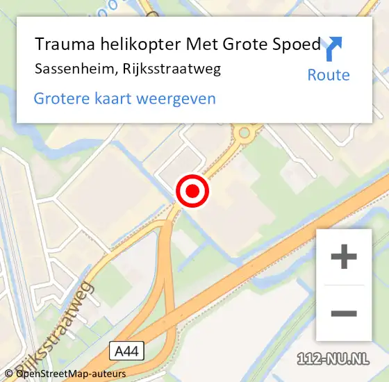 Locatie op kaart van de 112 melding: Trauma helikopter Met Grote Spoed Naar Sassenheim, Rijksstraatweg op 20 maart 2024 12:31