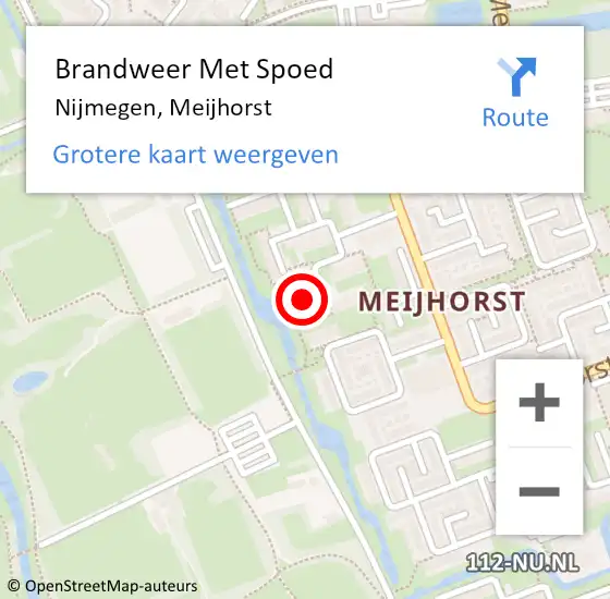 Locatie op kaart van de 112 melding: Brandweer Met Spoed Naar Nijmegen, Meijhorst op 20 maart 2024 12:31