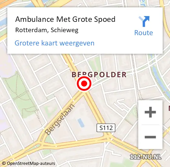 Locatie op kaart van de 112 melding: Ambulance Met Grote Spoed Naar Rotterdam, Schieweg op 20 maart 2024 12:37