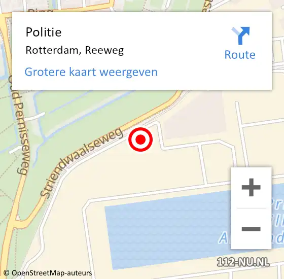 Locatie op kaart van de 112 melding: Politie Rotterdam, Reeweg op 20 maart 2024 12:44