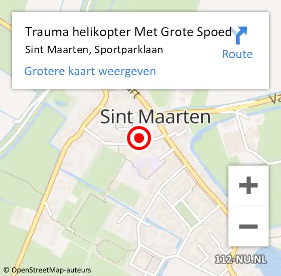 Locatie op kaart van de 112 melding: Trauma helikopter Met Grote Spoed Naar Sint Maarten, Sportparklaan op 20 maart 2024 13:39