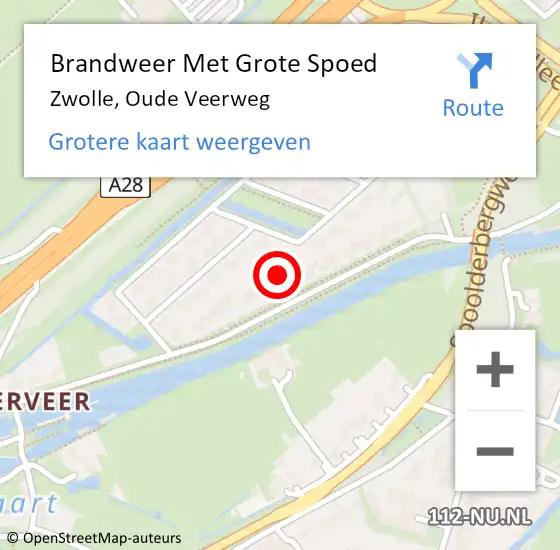 Locatie op kaart van de 112 melding: Brandweer Met Grote Spoed Naar Zwolle, Oude Veerweg op 20 maart 2024 13:53