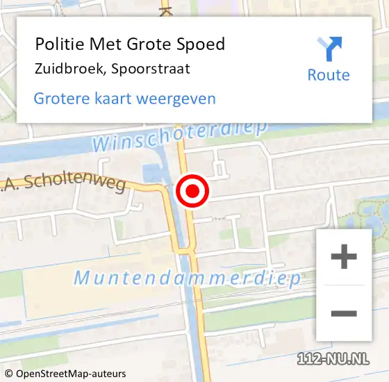 Locatie op kaart van de 112 melding: Politie Met Grote Spoed Naar Zuidbroek, Spoorstraat op 20 maart 2024 13:55