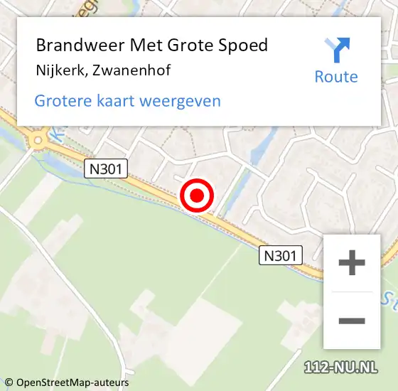 Locatie op kaart van de 112 melding: Brandweer Met Grote Spoed Naar Nijkerk, Zwanenhof op 20 maart 2024 14:00