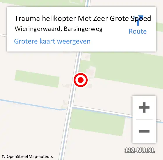 Locatie op kaart van de 112 melding: Trauma helikopter Met Zeer Grote Spoed Naar Wieringerwaard, Barsingerweg op 20 maart 2024 14:06
