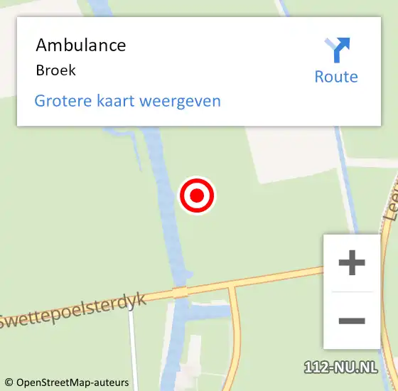 Locatie op kaart van de 112 melding: Ambulance Broek op 20 maart 2024 14:22