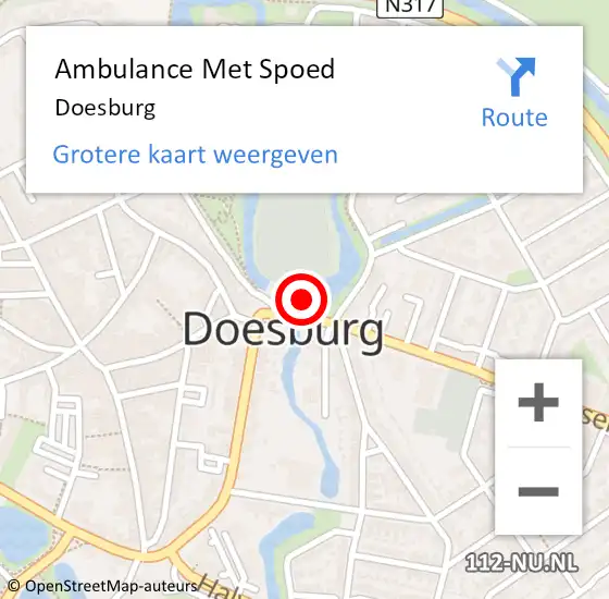 Locatie op kaart van de 112 melding: Ambulance Met Spoed Naar Doesburg op 20 maart 2024 14:27