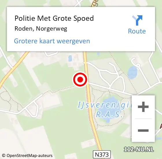 Locatie op kaart van de 112 melding: Politie Met Grote Spoed Naar Roden, Norgerweg op 20 maart 2024 14:30