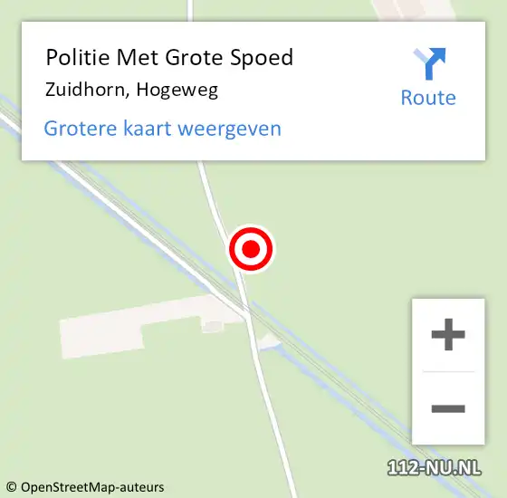 Locatie op kaart van de 112 melding: Politie Met Grote Spoed Naar Zuidhorn, Hogeweg op 20 maart 2024 14:49