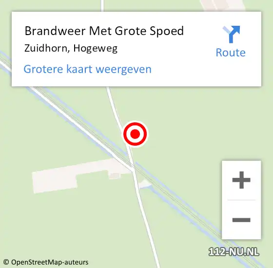 Locatie op kaart van de 112 melding: Brandweer Met Grote Spoed Naar Zuidhorn, Hogeweg op 20 maart 2024 14:49